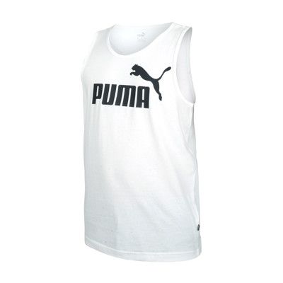 PUMA 男LOGO休閒背心-歐規 無袖上衣 純棉 慢跑 白黑