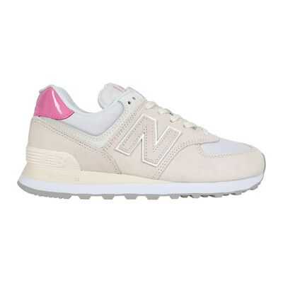 NEWBALANCE 女休閒運動鞋-574系列 麂皮 慢跑 NB N字鞋 米白粉紅