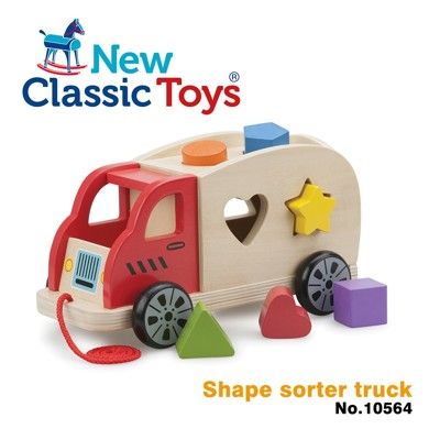 【荷蘭 New classic toys】寶寶木製幾何積木車 10564