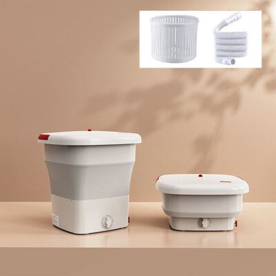 【CY 呈云】迷你折疊洗衣機 小型桶式家用洗衣機(粉白色 11.5公升)