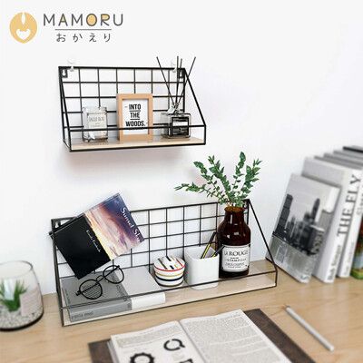 【MAMORU】實木壁掛置物架(中款)免釘置物架 壁掛置物架 牆上置物架 壁掛架 OP11066