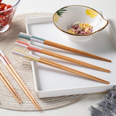 💕日式原木筷💕 尖頭筷子 木筷子 家用筷 筷子 實木 長筷筷子 木製筷子 日式 撞色 木製筷