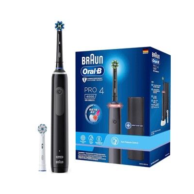 【德國百靈 Oral-B】德製3D電動牙刷 PRO4 黑【贈原廠刷頭x1】