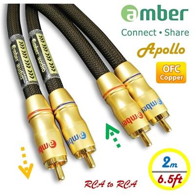 amber Premium極優類比式立體聲雙RCA紅白音響線高純度OFC無氧銅，雙線分離版-2.0M