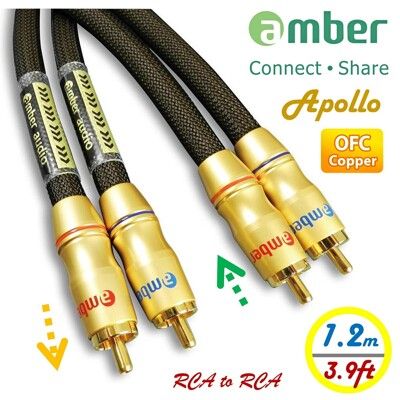 amber Premium極優類比式立體聲雙RCA紅白音響線高純度OFC無氧銅，雙線分離版-1.2M