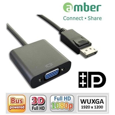 amber DisplayPort 轉VGA訊號轉換器 DP轉VGA螢幕線 支援聯想 DP顯卡