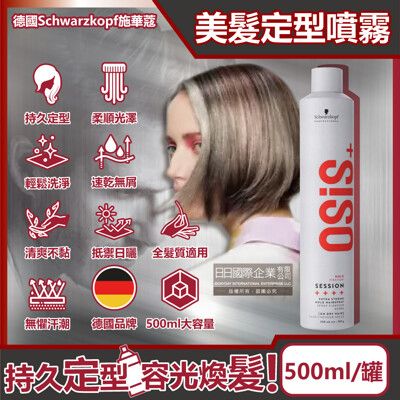 德國Schwarzkopf施華蔻-OSiS+ SESSION定型持久美髮造型噴霧500ml/消光灰罐