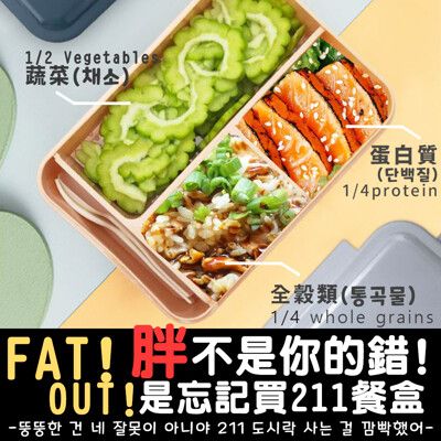 【FAT WAY OUT!】韓風創新設計超便攜飲食控管211 餐盤便當盒-1250ML