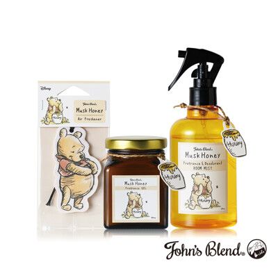 【日本John's Blend】小熊維尼香氛套組(擴香膏135g+噴霧280ml+掛片) 兩款任選