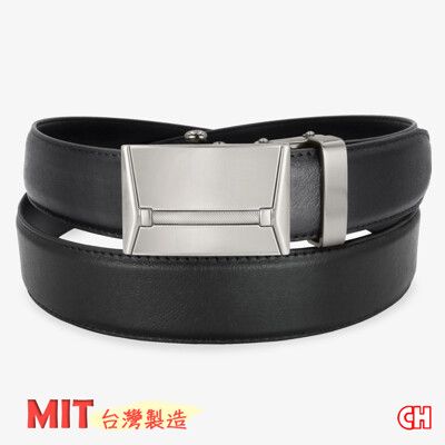 【CH-BELT 銓丞皮帶】商務休閒 男自動扣皮帶 免打孔 男皮帶腰帶(黑)