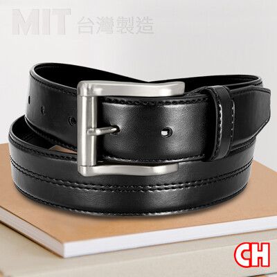 【CH-BELT 銓丞皮帶】男皮帶車線休閒正式中性男皮帶腰帶(黑)