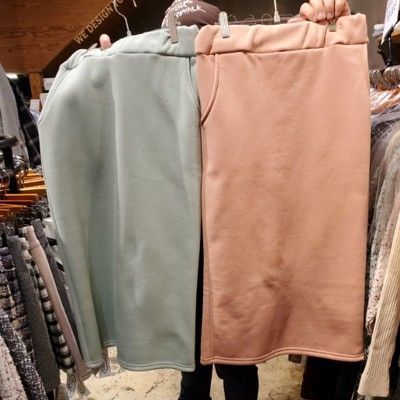 韓國連線刷絨保暖包臀裙長裙