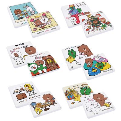 LINE FRIENDS 珪藻土吸水杯墊 2入組【5icoco】