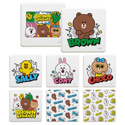 LINE FRIENDS 漫畫風 珪藻土杯墊(2入組)10X10cm【5icoco】