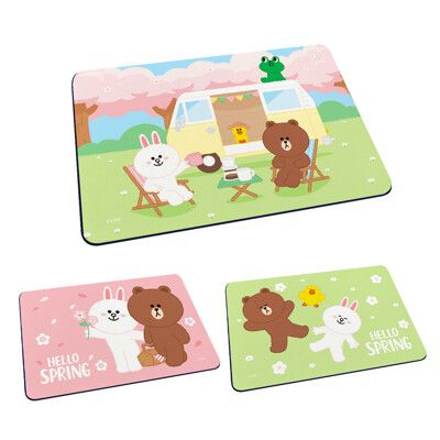 LINE FRIENDS 櫻花系列 軟式珪藻土吸水地墊 腳踏墊 吸水墊60x40cm【5icoco】