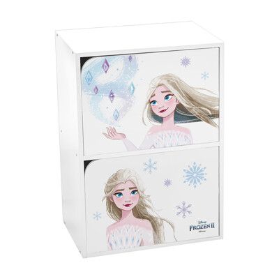 迪士尼Disney 冰雪奇緣 艾莎Elsa木頭雙層櫃 雙門櫃 置物櫃 書櫃木櫃【5icoco】