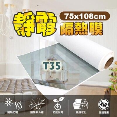 【免運／台灣節能膜】DIY奈米靜電隔熱膜T35 隱密藍 透光率42% 居家 窗貼 -75ｘ108cm