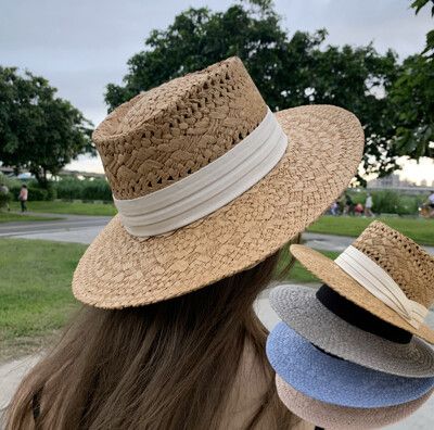 夏季 手工編織 巴拿馬草帽 凹頂禮帽 海邊渡假 遮陽帽 沙灘帽子