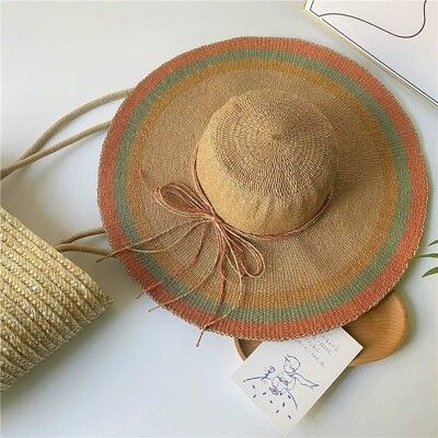 去有風的地方海邊渡假帽大檐帽防曬草帽太陽帽沙灘帽