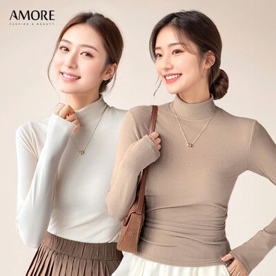 【Amore 日韓女裝】秋冬暖膚感半高領保暖上衣 5色 M-XXL # M394