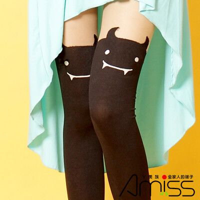 AMISS【日韓熱銷】日系精緻造型-假大腿褲襪-小惡魔