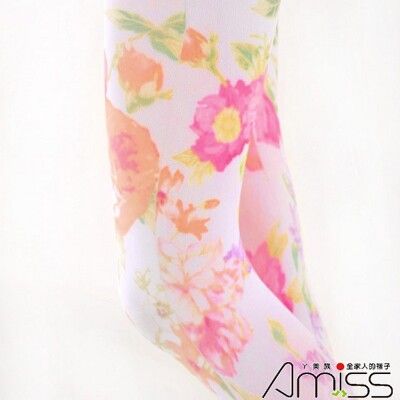 AMISS 獨家日系經典造型褲襪-微透美感-微透美感-復古玫瑰(白)
