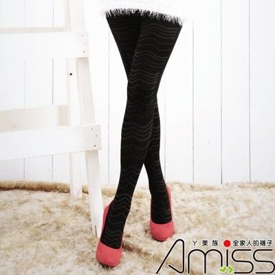AMISS 歐美手工網印染色褲襪-波浪曲線