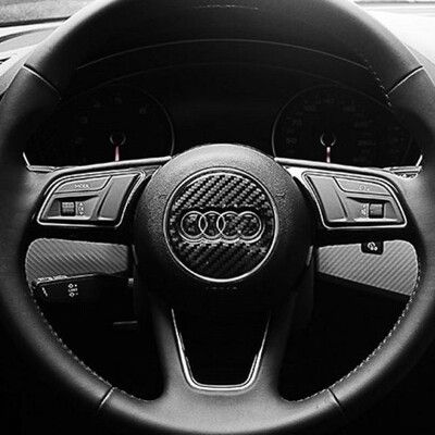 AUDI 碳纖方向盤 LOGO 貼紙 A3 A4 A5 A6 A7 Q3 Q5 Q7