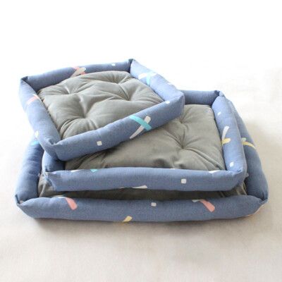 【S號】藍色點點保暖方窩 保暖窩 睡窩 舒眠窩 搖粒絨 寵物保暖窩 寵物床 狗保暖墊 舒適窩
