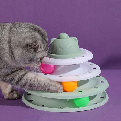 三層軌道貓咪益智轉盤 三層逗貓盤 三層軌道轉盤 益智轉盤 貓咪旋轉盤 貓咪玩具 貓玩具 貓咪遊戲盤