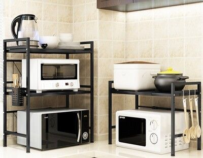 【DaoDi】微波爐置物架可伸縮微波爐收納架(雙層) 烤箱/氣炸鍋收納架 廚房置物架 收納架