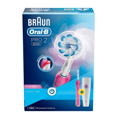 德國百靈Oral-B-敏感護齦3D電動牙刷PRO2000W粉紅色 (鋰電池新款)(台灣公司貨2年保固