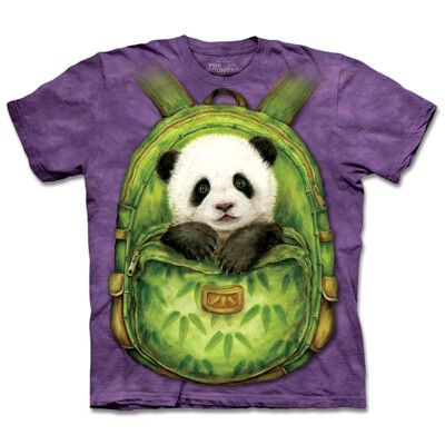 摩達客進口美國TheMountain 自然純棉系列 背包熊貓 T恤