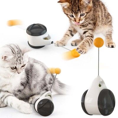 【AOYI奧藝】貓咪自嗨平衡車玩具 可替換頭逗貓玩具(貓咪玩具 逗貓羽毛 逗貓球 內附貓薄荷)
