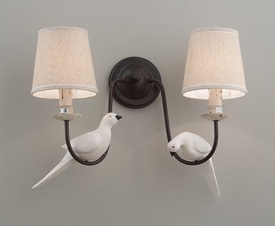 鄉村風小鳥裝飾布燈罩雙壁燈