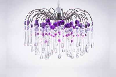 鍍鉻噴泉支架紫色壓克力珠吊燈