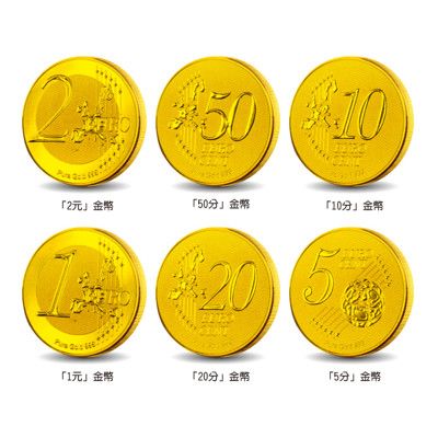 黃金金幣 歐元 2元 1元 50分 20分 10分 5分 紀念金幣 收藏 送禮 禮贈品 開運招財