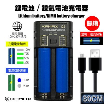 【KAMAX】18650鋰電池充電器-(雙槽)