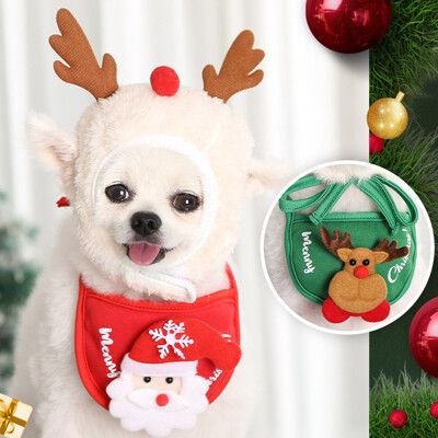 【QIDINA】聖誕寵物貓狗可愛口水巾雪人麋鹿帽 寵物配件-B / 寵物領巾 貓衣服 狗狗衣服