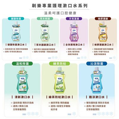 刷樂專業護理漱口水-綠茶250mL/刷樂全效護理漱口水250mL