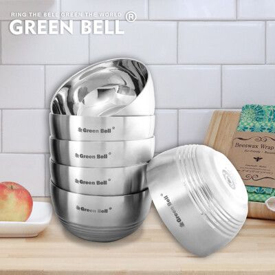 GREEN BELL綠貝 316不鏽鋼永恆雙層隔熱碗12.5cm (六入彩盒裝)
