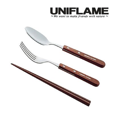 【UNIFLAME】U722350 日本 FAN單人餐具組 /匙+叉+筷  居家.露營.戶外.野炊