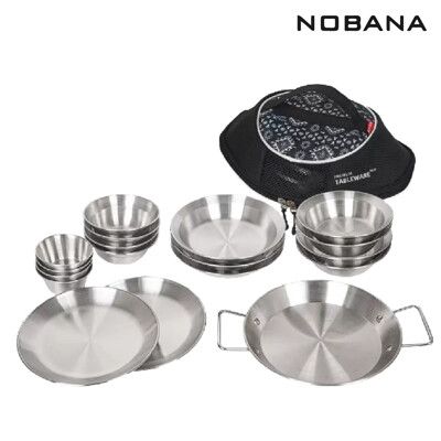 【NOBANA】不鏽鋼碗盤組18P套件 (悠遊戶外)