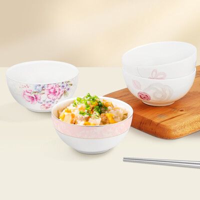 【福利品】高級骨瓷碗5入組(中式飯碗)