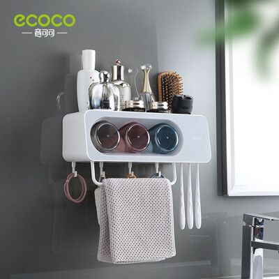 【ECOCO意可可】三杯款 牙刷架 壁掛式 多功能 牙刷收納架 漱口杯架 置物架 浴室收納