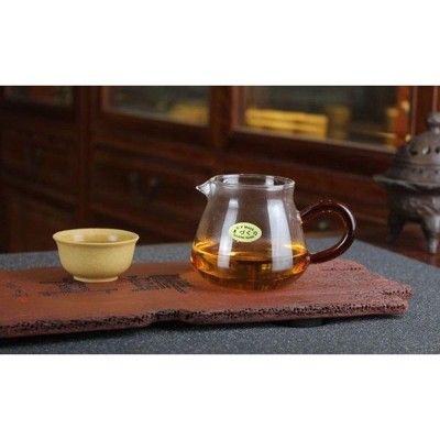 衝冠包郵玻璃公道杯蘋果茶海功夫茶具230ml 加厚款 咖啡色把手