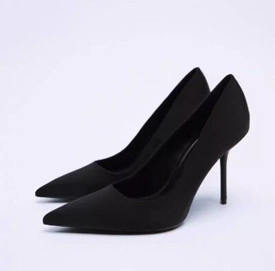 高跟鞋子女歐美性感黑色職業中跟淺口尖頭法式細跟單鞋