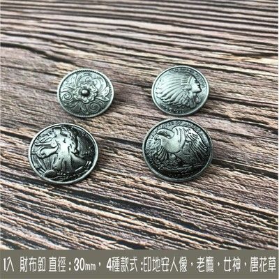 手作 diy 復古/財布扣/裝飾扣/硬幣扣/財布幣螺絲扣/皮帶扣-現貨 4款 - 大菊扣