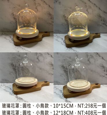 圓柱、小鳥款12*18CM (有開關/有燈) 規格詳閱商品照片 永生花罩 玻璃罩 公仔 藏品 商品展