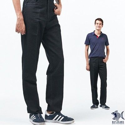 【NST Jeans】男寬版高腰褲 冬季復古 黑色法蘭絨 002(8712)